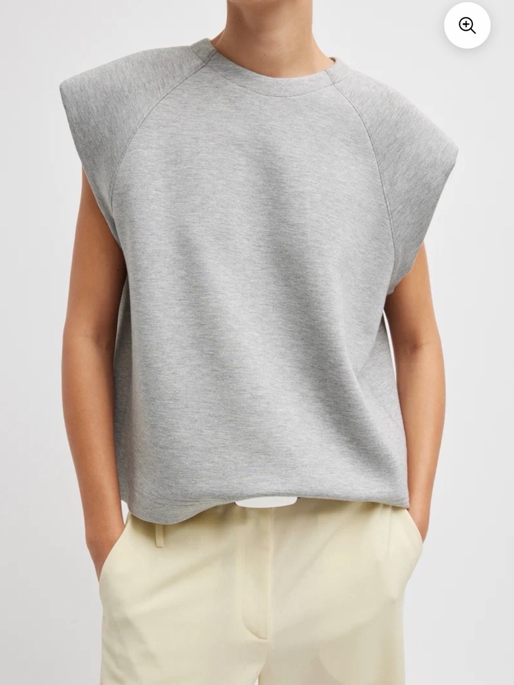 Tibi Heather Gray Bonded Viscose Sculpted Sleeveless Top
